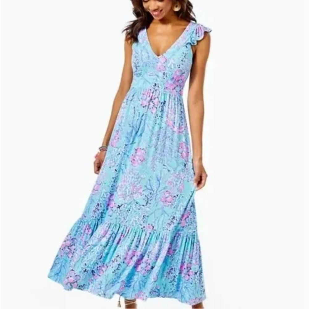 NWT Lilly Pulitzer Vyra Maxi Dress in Blue Ibiza